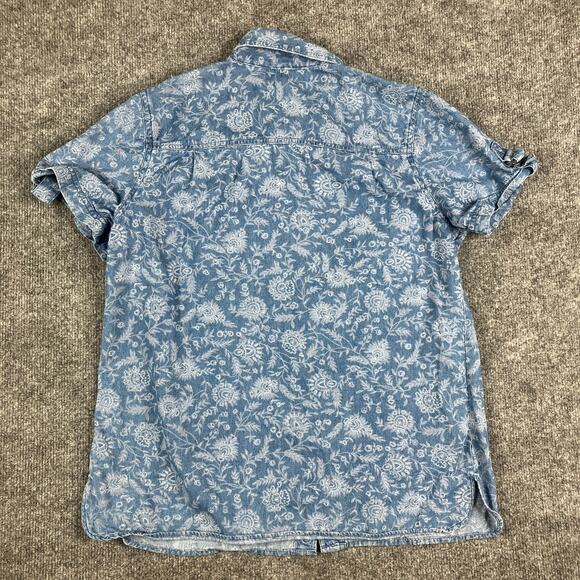 Sag Harbor Sport Women's Small Floral Button-Up Short Sleeve Shirt Blue Casual - Picture 5 of 6